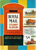 Royal mail stamp album. 58 pages, varying quantities on each page. Includes GB, Italy, Romania,