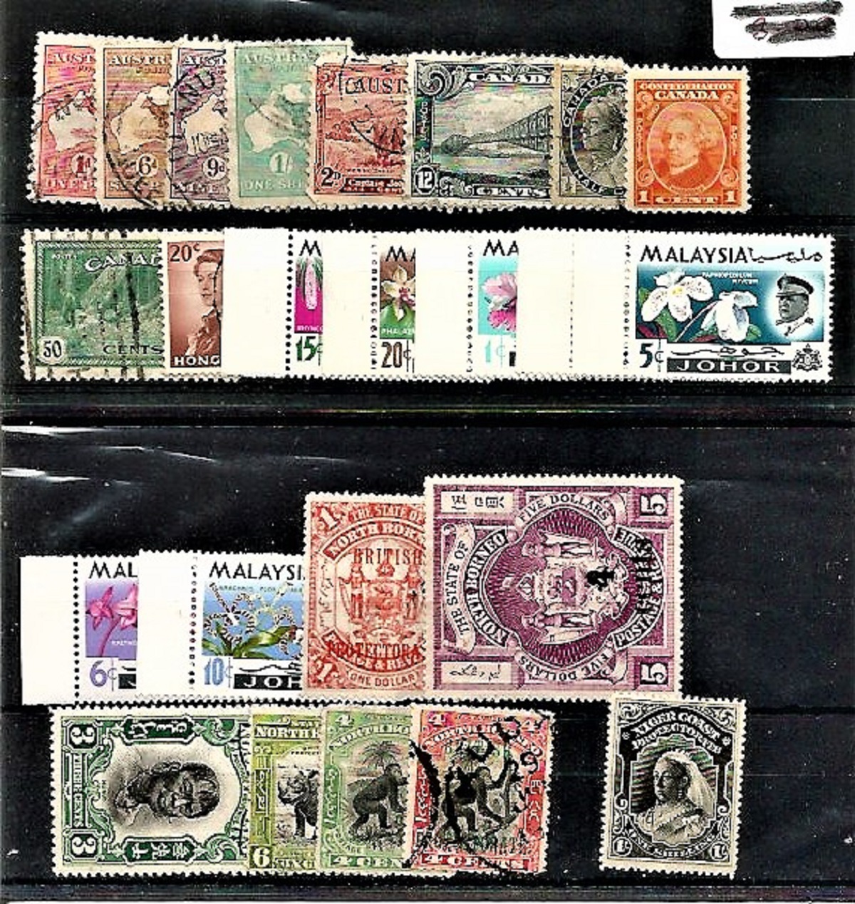 BCW stamp collection on several stockcards. Mint and used. Cat value £125. Includes Niger