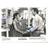 Marisa Tomei and Michael Keaton signed 10x8 The Paper black and white promo photo. Marisa Tomei (