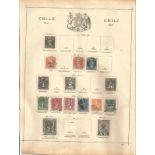 Chile stamp collection on 3 loose pages. 29 stamps. Mainly prior to 1900. Good condition. We combine