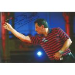 DENNIS "THE MENACE" PRIESTLY signed Darts 8x12 Photo. All autographs come with a Certificate of