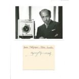 Yousuf Karsh signed album page stuck below black and white photo. All autographs come with a