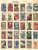 European stamp collection on 7 loose album pages. Includes Austria, Belgium, France and Colonies and