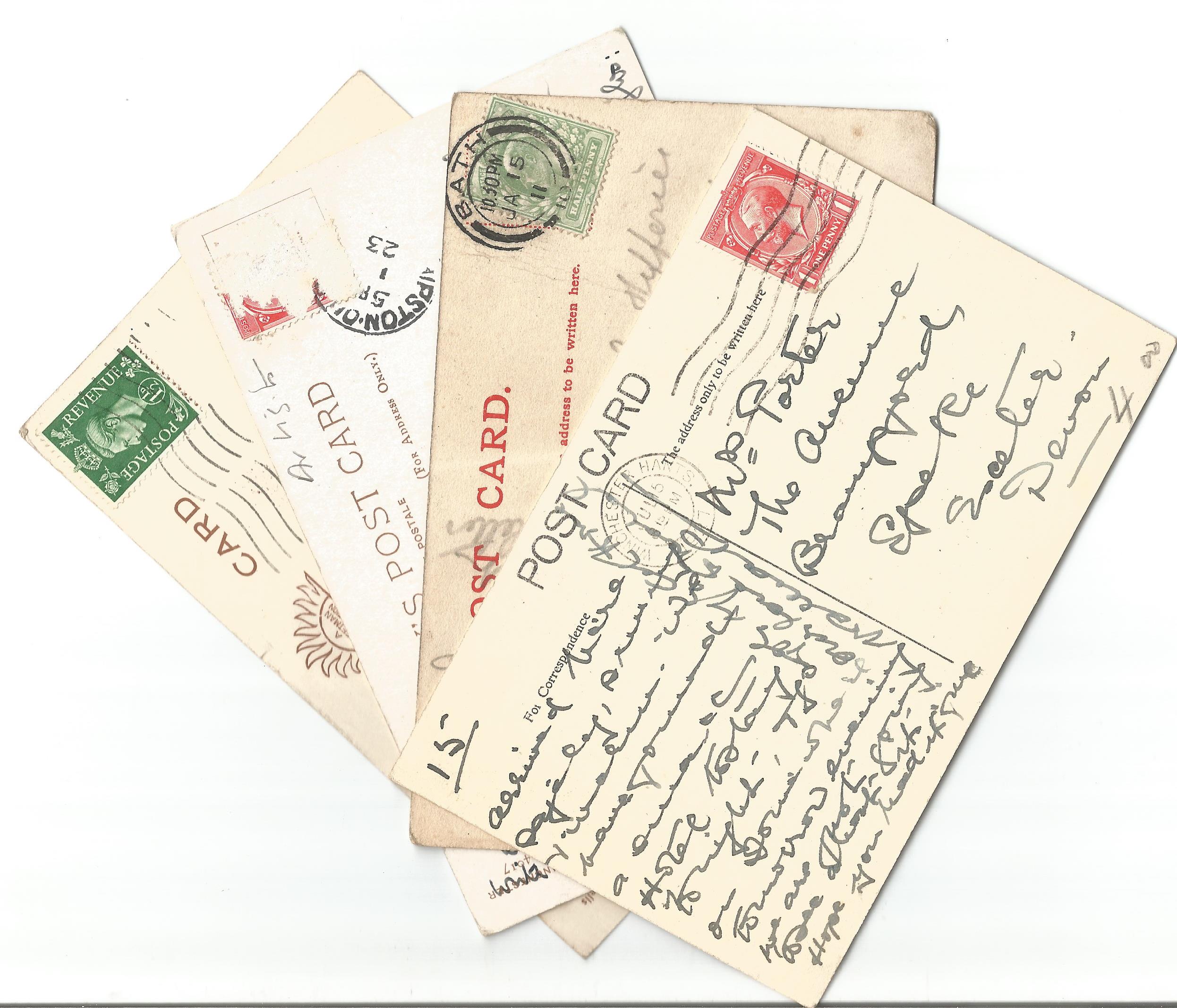 4 franked postcards 1910-1935 Bath and Winchester. Good condition. We combine postage on multiple