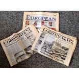 1st edition newspaper collection. Includes The European 11/5/1990, The Sunday correspondent (in 2