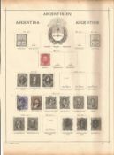 Argentinian stamp collection on 5 loose album pages. 49 stamps. Mainly prior to 1900. Good