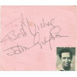 John Gregson signed album page. 15 March 1919 - 8 January 1975) was an English actor of stage,