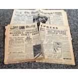 Newspaper collection. 3 included. Daily Telegraph 31/1/1944, Daily Express 30/6/1942 and Daily