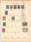Venezuelan stamp collection over loose album pages. 14 stamps. Most prior to 1900. Good condition.