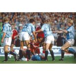 DANNY WALLACE 1989, football autographed 12 x 8 photo, a superb image depicting Wallace grabbing