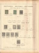 2 mint stamps from Eritrea on loose album page. Includes 1892 1c green and 5c green. Cat value £162.