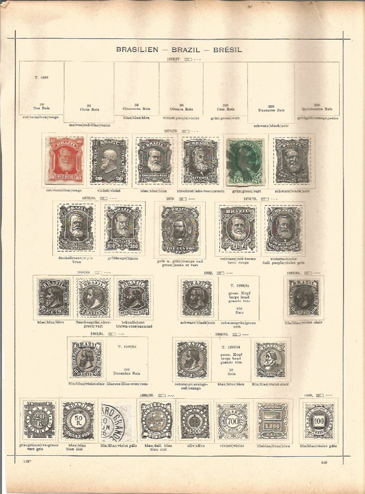 Brazilian stamp collection on 6 pages. 34 stamps mainly before 1900. Good condition. We combine - Image 2 of 3