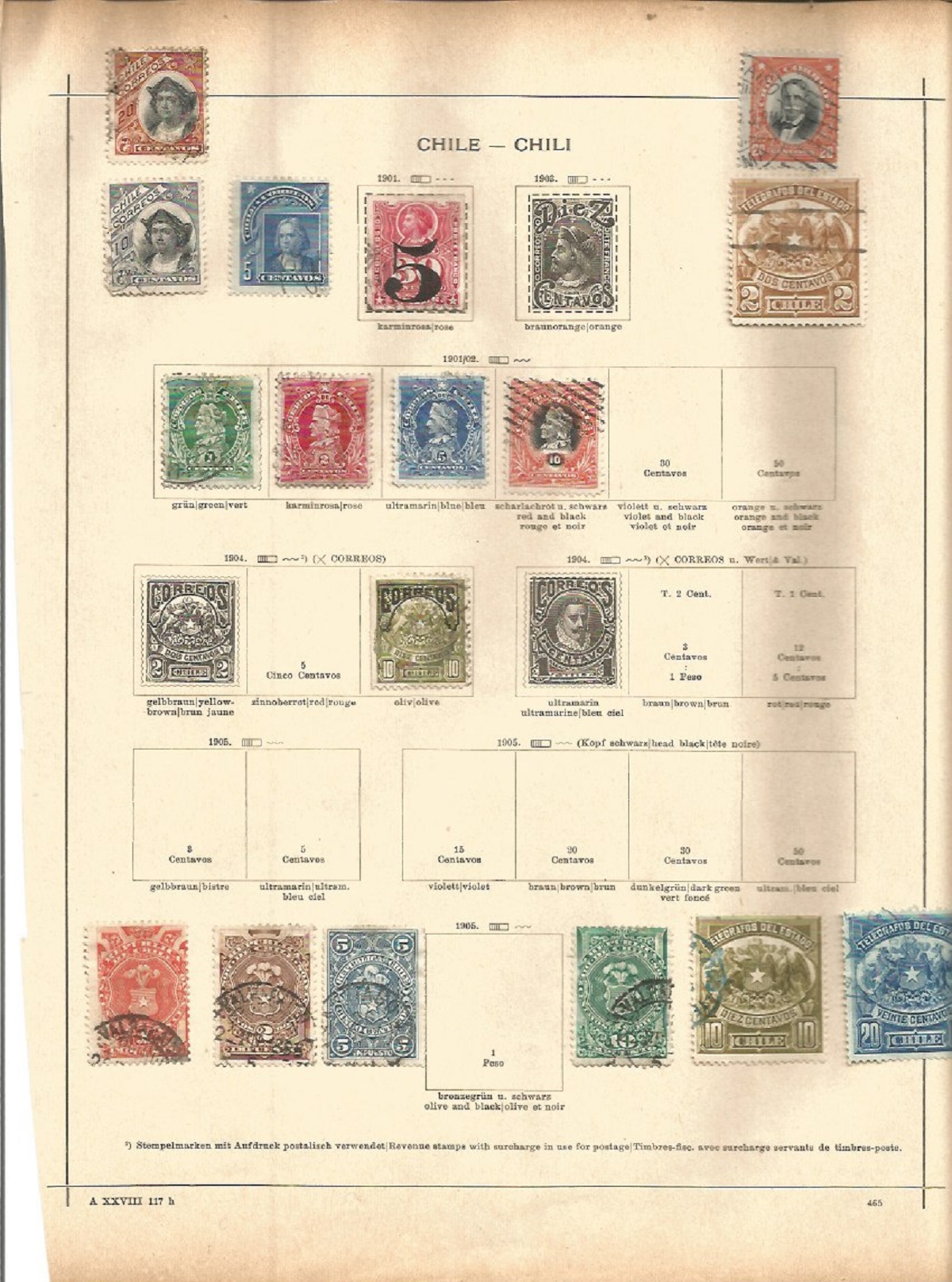 Chile stamp collection on 3 loose pages. 29 stamps. Mainly prior to 1900. Good condition. We combine - Image 2 of 2