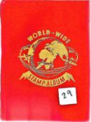 World stamp collection in Worldwide stamp album. 35 pages. Includes Belgium, Canada, Germany, France