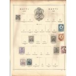 Haiti stamp collection on 2 loose pages. 10 stamps. Mostly prior to 1900. Good condition. We combine