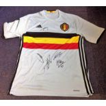 Football Belgium multi signed shirt includes 5 fantastic signatures Eden Hazard , Kevin De Bruyne,