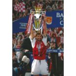 Football Tony Adams signed 12x8 colour photo pictured lifting the premier league trophy for Arsenal.