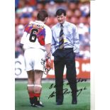 Brian McClair and Andy Roxburgh Scotland Signed 12 x 8 inch football photo. Good Condition. All