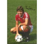 Bryan Robson Man United Signed 12 x 8 inch football colour photo. Good Condition. All autographs