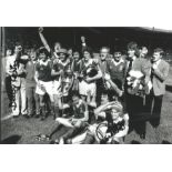 Bobby Robson and David Geddis signed 12x8 black and white photo pictured celebrating after Ipswich
