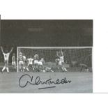 Football Dennis Tueart 10x8 Signed B/W Photo Pictured Scoring For England At Wembley. Good
