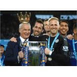 Kasper Schmeichel and Claudio Ranieri Leicester City Signed 16 x 12 inch football photo. Good