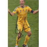 Football Andriy Shevchenko signed 9x6 colour photo pictured celebrating while playing for Ukraine.