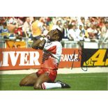 Martin Offiah Signed 12 x 8 inch rugby colour photo. Good Condition. All autographs come with a