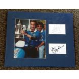 Football Dennis Wise and Gianfranco Zola signed and mounted Chelsea display. Two white cards