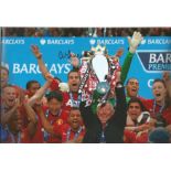 Football Alex Ferguson signed 12x8 colour photo pictured celebrating with the Premier League Trophy.