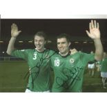Johnny Evans and Aaron Hughes Northern Ireland Signed 12 x 8 inch football photo. Good Condition.