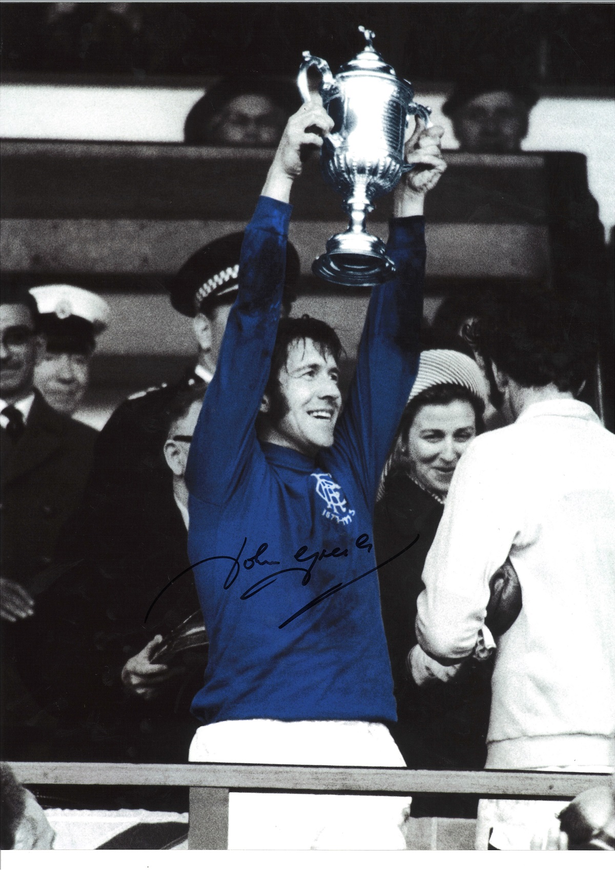 John Greig Rangers Signed 16 x 12 inch football photo. Good Condition. All autographs come with a