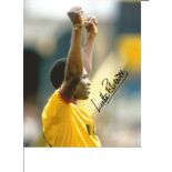Football Luther Blissett 10x8 Signed Colour Photo Pictured Celebrating While Playing For Watford.