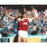 Football Charlie Nicholas signed 10x8 colour photo pictured celebrating while playing for Arsenal.