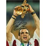 Martin Johnson Signed 16 x 12 inch rugby photo. Good Condition. All autographs come with a