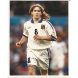 Karel Poborský signed 10x8 colour photo pictured in action for the Czech Republic. Good Condition.