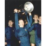 Football Nobby Stiles signed 10x8 colour photo pictured after Manchester Uniteds victory in the 1968