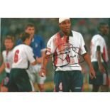 Football Paul Ince signed 12x8 colour photo pictured while playing for England. Good Condition.