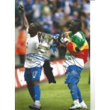 John Utaka and Sulley Muntari Portsmouth Signed 12 x 8 inch football photo. Good Condition. All