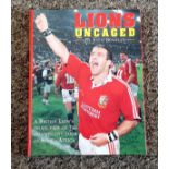 Rugby Union Lions Uncaged book by John Bentley signed by Austin Healey