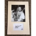 Football Alan Mullery signed and mounted Spurs display. A white card portraying the classic