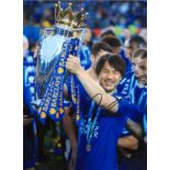 Shinji Okazaki Leicester City Signed 16 x 12 inch football photo. Good Condition. All autographs