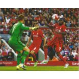 Christian Benteke signed 10x8 colour photo pictured playing for Liverpool. Good Condition. All