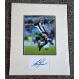 Football Alan Shearer signed and mounted Newcastle United display. A white card signed by Ex