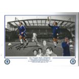 Football Ron Chopper Harris signed 12x8 colourised montage photo picturing the Stamford Bridge