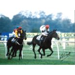 Lester Piggott Signed 16 x 12 inch horse racing photo. Good Condition. All autographs come with a