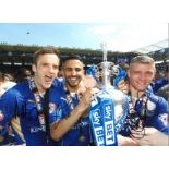 Leicester City Signed 16 x 12 inch football photo signed by Andy King Paul Konchesky & Riyad Mahrez