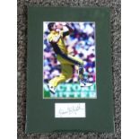 Cricket Glen McGrath signed and mounted Australia display. A white card signed by Australia