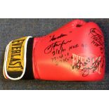 Boxing Legends Joe Frazier, Ken Norton, Larry Holmes and Earnie Shavers multi signed Everlast boxing