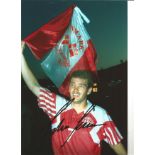 John Jensen Denmark Euro 92 Denmark Signed 12 x 8 inch football photo. Good Condition. All